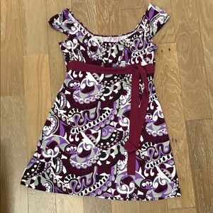 Elegant Purple and White Patterned Mini Dress